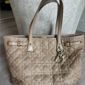Dior Tan Quilted Tote Bag